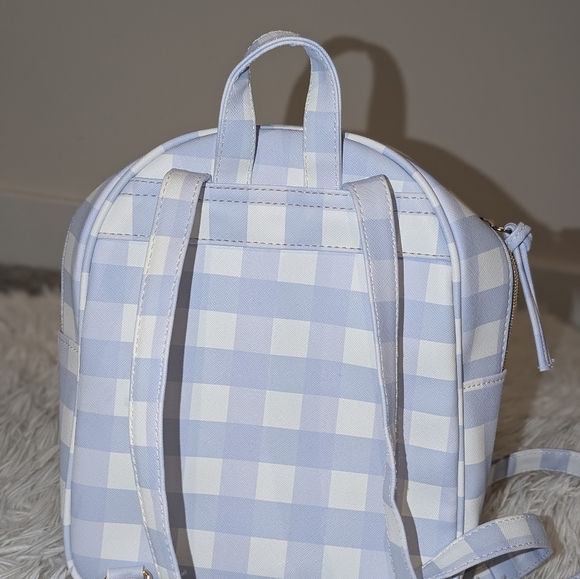 Under One Sky baby blue and white checkered gingham back pack purse - Picture 2 of 4